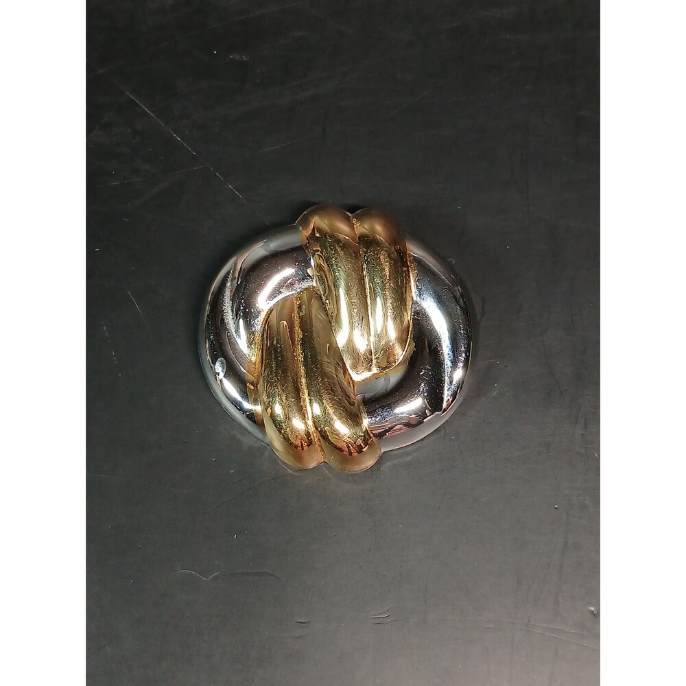 Sterling Silver Dual Tone Knot Brooch Mid Century Modern